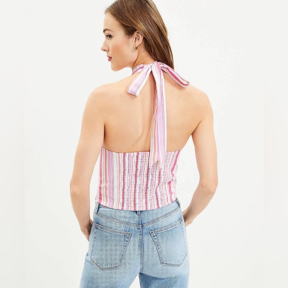 Loft Striped Crossover Halter Top Size Large EUC - Picture 4 of 13